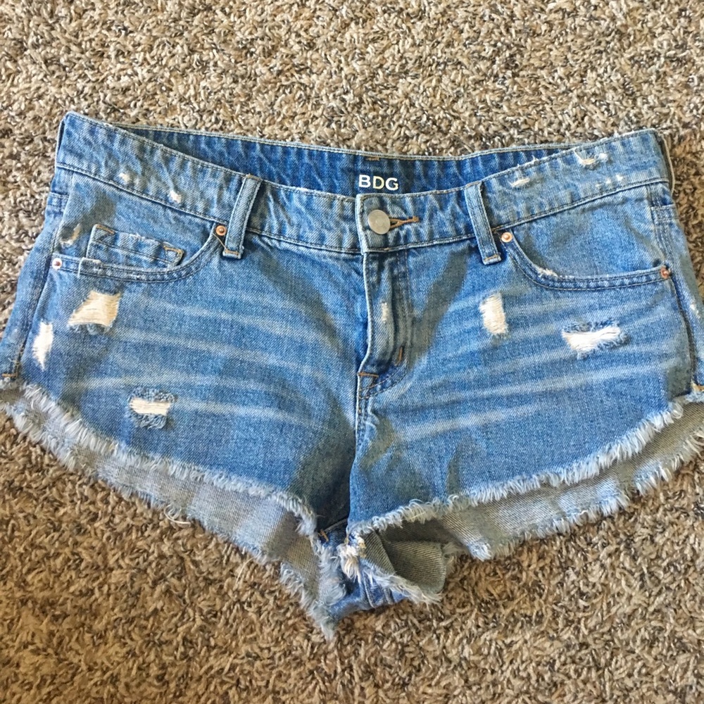 distressed cheeky jean shorts